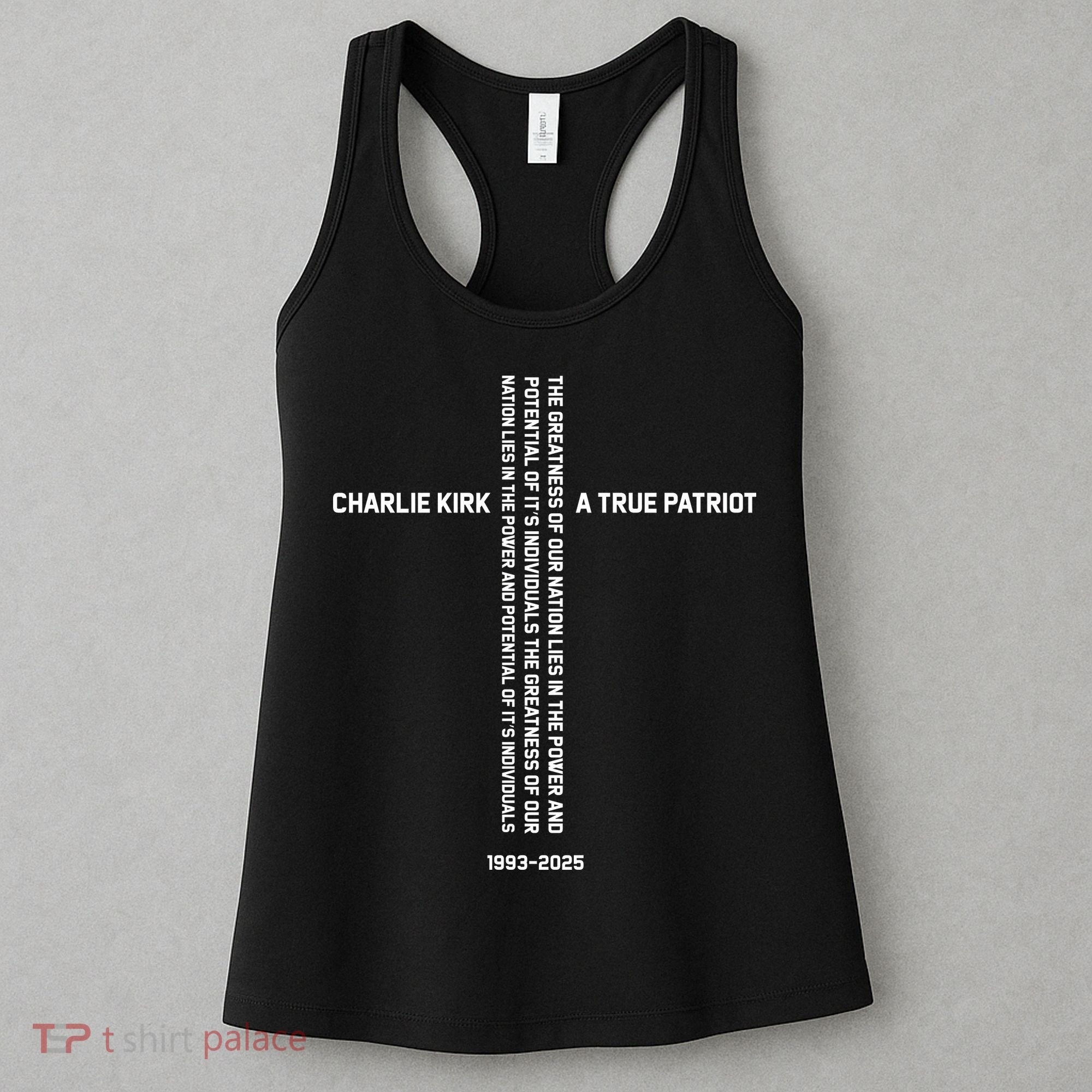 Charlie Kirk American Cross Patriot Hero Quote Tribute Memorial Women's Tank Top