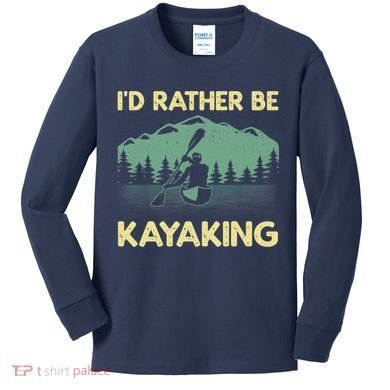Cool Kayaking Art For Kayak Paddle Boating Kayaker Kids Long Sleeve Shirt