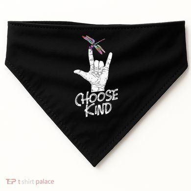 Choose Kind Asl Language Dragonfly Lover Insects USA-Made Doggie Bandana