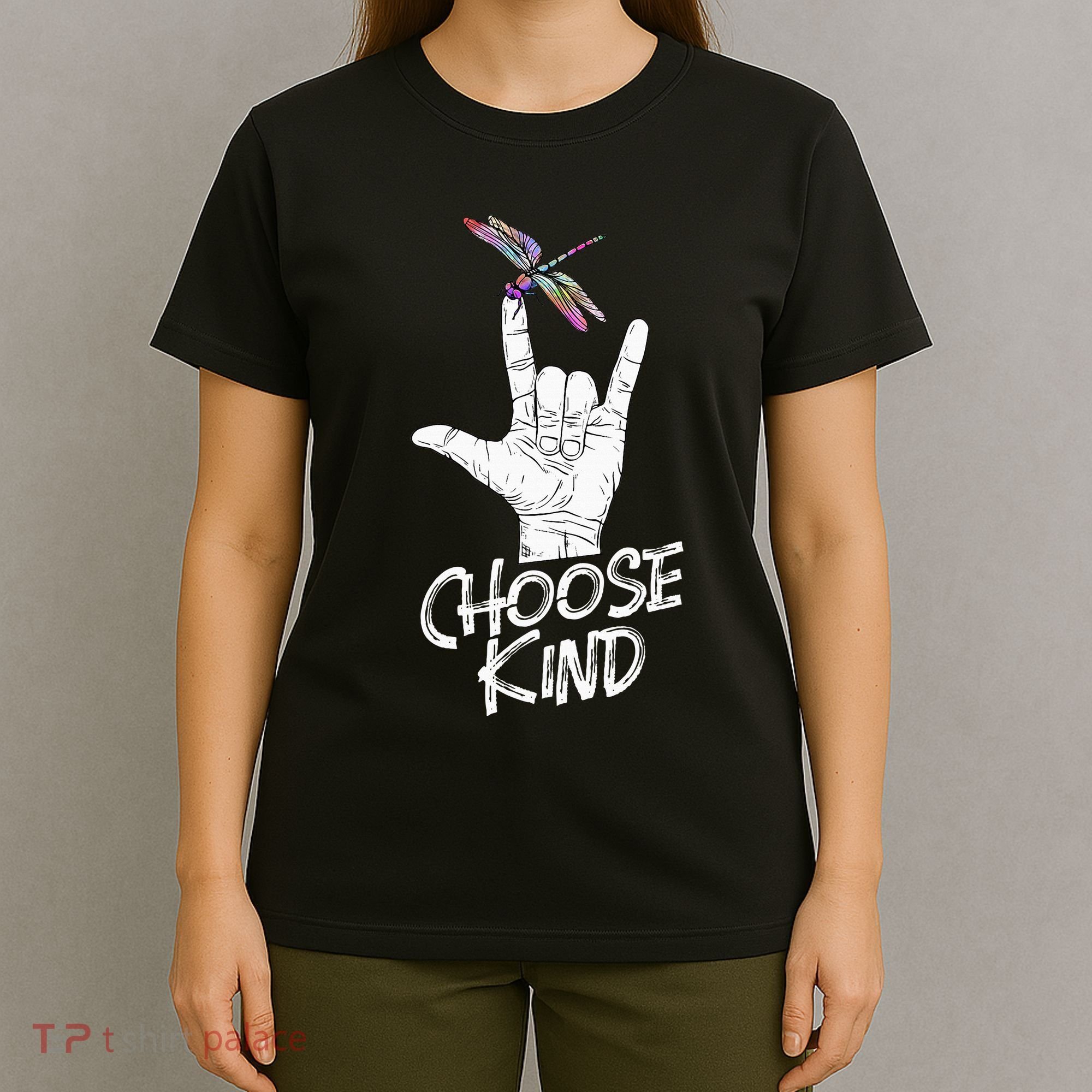 Choose Kind Asl Language Dragonfly Lover Insects T-Shirt