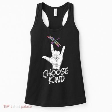 Choose Kind Asl Language Dragonfly Lover Insects Women's Tank Top