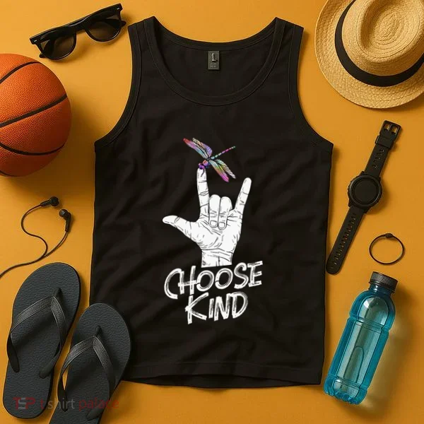 Choose Kind Asl Language Dragonfly Lover Insects Tank Top