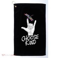 Choose Kind Asl Language Dragonfly Lover Insects Golf Towel thumb 0