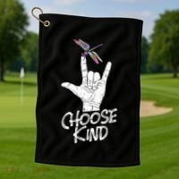 Choose Kind Asl Language Dragonfly Lover Insects Golf Towel thumb 1