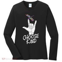 Choose Kind Asl Language Dragonfly Lover Insects Women's Long Sleeve Shirt thumb 0