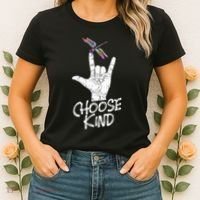 Choose Kind Asl Language Dragonfly Lover Insects Women's T-Shirt thumb 2