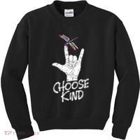 Choose Kind Asl Language Dragonfly Lover Insects Kids Sweatshirt thumb 0