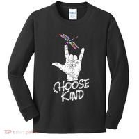 Choose Kind Asl Language Dragonfly Lover Insects Kids Long Sleeve Shirt thumb 0