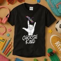 Choose Kind Asl Language Dragonfly Lover Insects Kids T-Shirt thumb 3