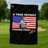 Charlie Kirk A True Patriot Turning Point Golf Towel thumb 1