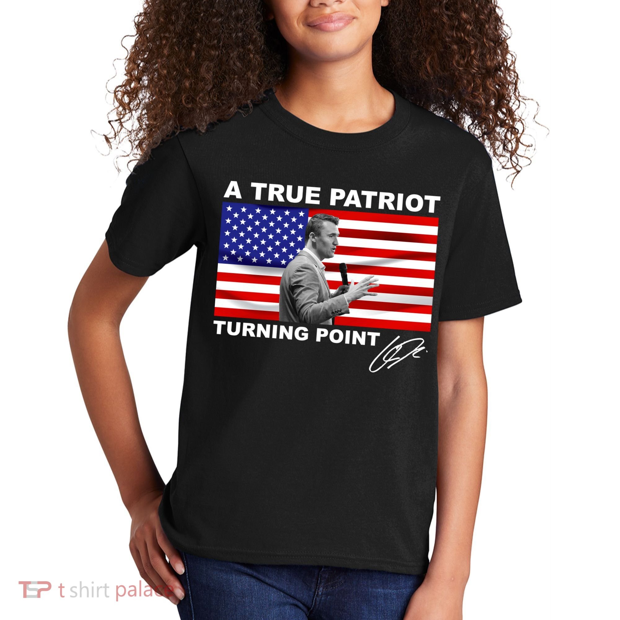Charlie Kirk A True Patriot Turning Point Kids T-Shirt