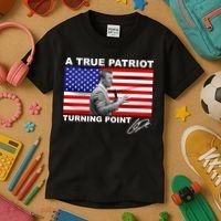 Charlie Kirk A True Patriot Turning Point Kids T-Shirt thumb 3