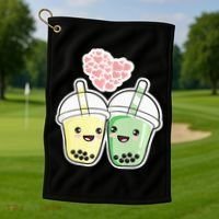 Cute Kawaii Boba Bubble Tea Golf Towel thumb 1