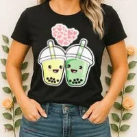 Cute Kawaii Boba Bubble Tea Women's T-Shirt thumb 2