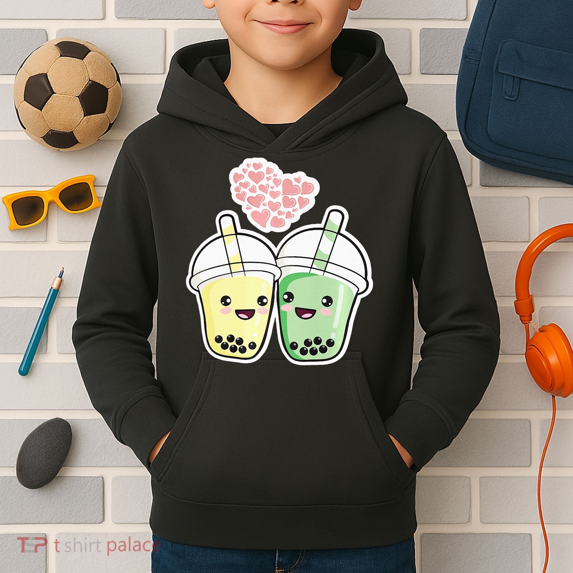 Cute Kawaii Boba Bubble Tea Kids Hoodie