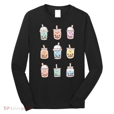 Cute Kawaii Boba Anime Bubble Tea Pastel Long Sleeve Shirt