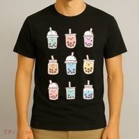 Cute Kawaii Boba Anime Bubble Tea Pastel T-Shirt thumb 3