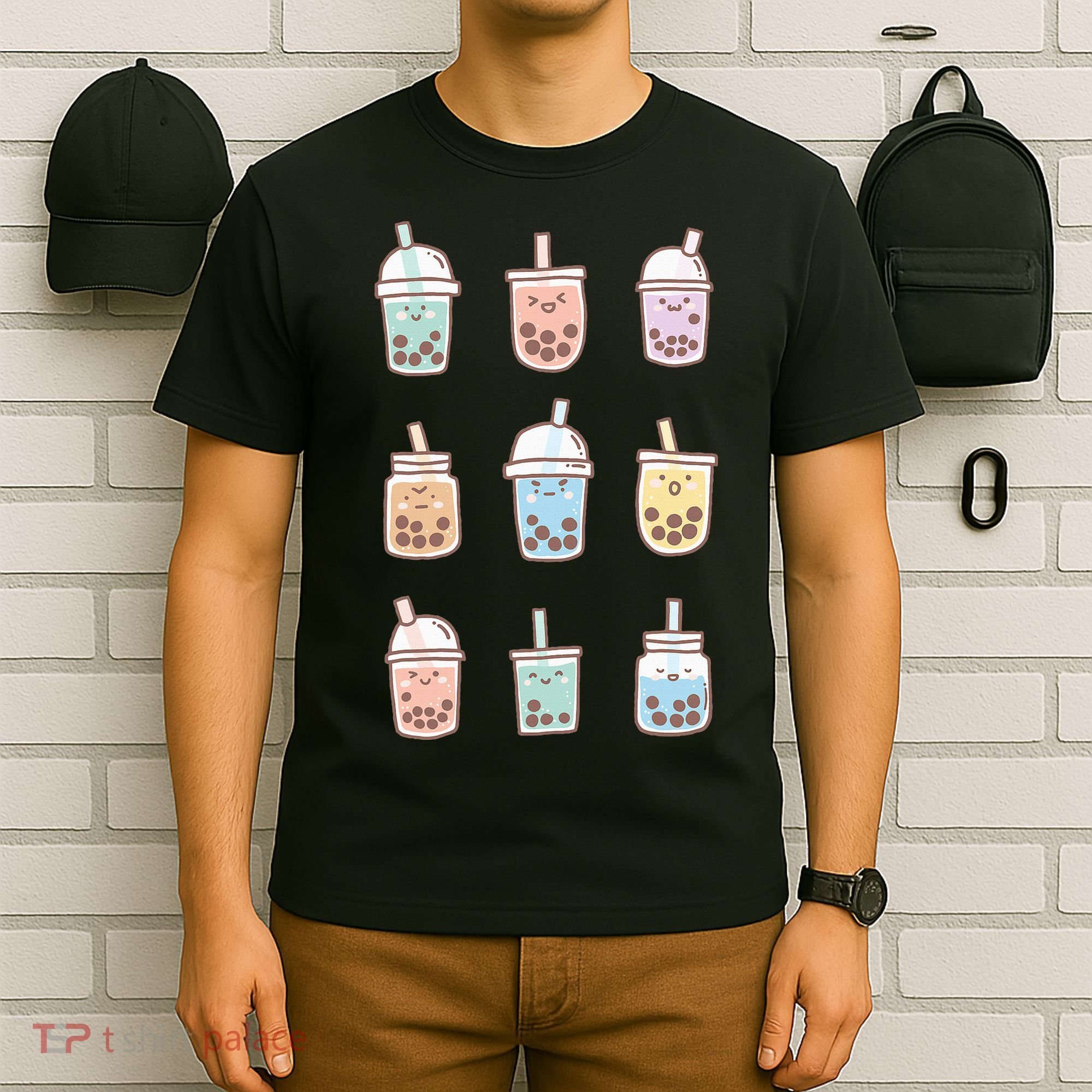 Cute Kawaii Boba Anime Bubble Tea Pastel T-Shirt