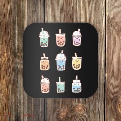 Cute Kawaii Boba Anime Bubble Tea Pastel Coaster