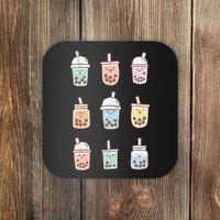 Cute Kawaii Boba Anime Bubble Tea Pastel Coaster thumb 0