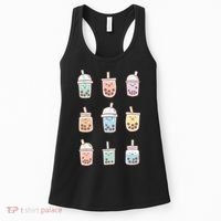 Cute Kawaii Boba Anime Bubble Tea Pastel Women's Tank Top thumb 0