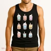 Cute Kawaii Boba Anime Bubble Tea Pastel Tank Top thumb 3