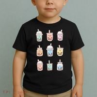 Cute Kawaii Boba Anime Bubble Tea Pastel Toddler T-Shirt thumb 2