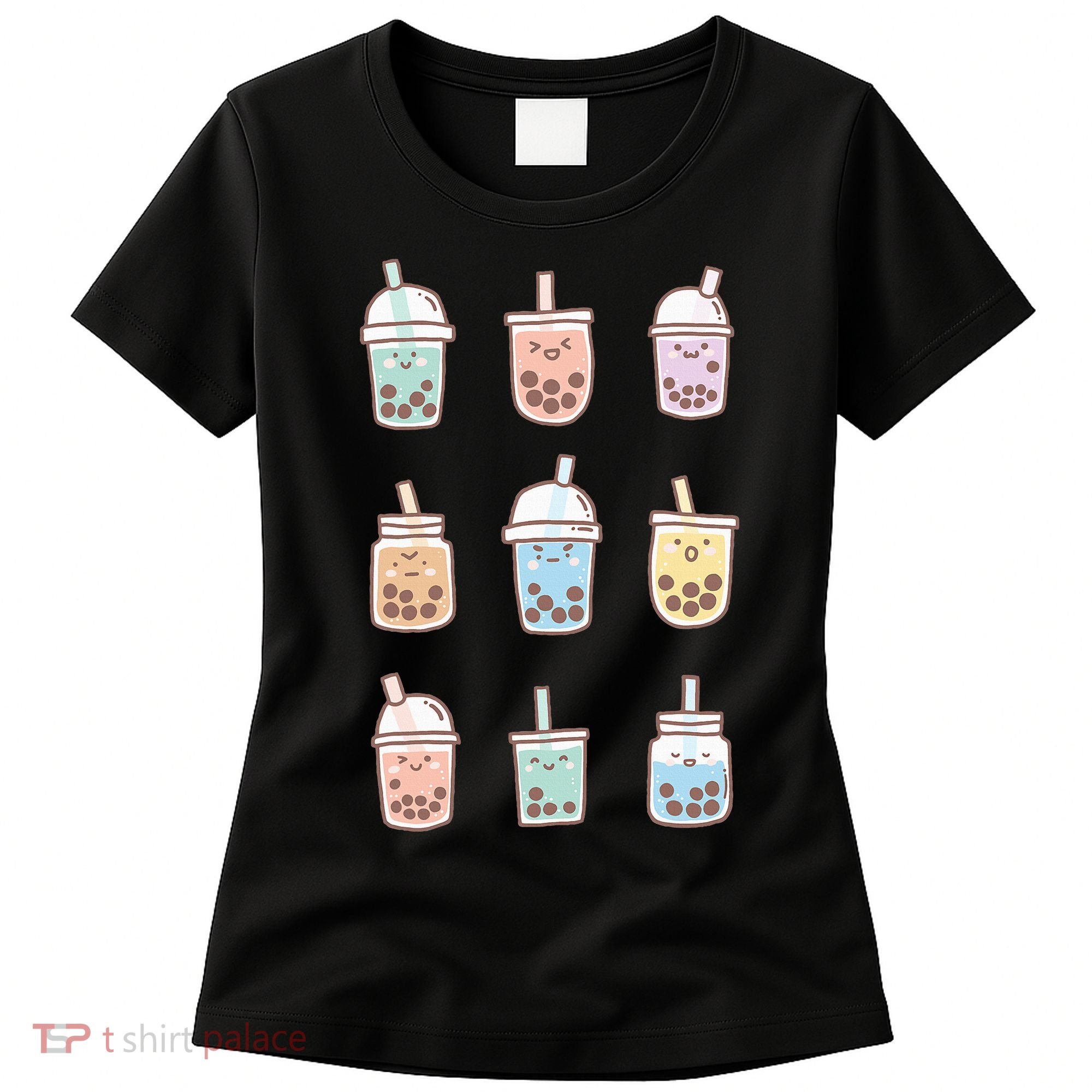 Cute Kawaii Boba Anime Bubble Tea Pastel Women's T-Shirt