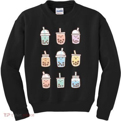 Cute Kawaii Boba Anime Bubble Tea Pastel Kids Sweatshirt