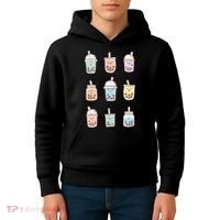 Cute Kawaii Boba Anime Bubble Tea Pastel Kids Hoodie thumb 4