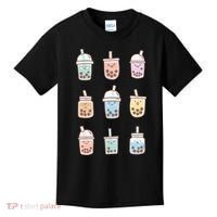 Cute Kawaii Boba Anime Bubble Tea Pastel Kids T-Shirt thumb 0