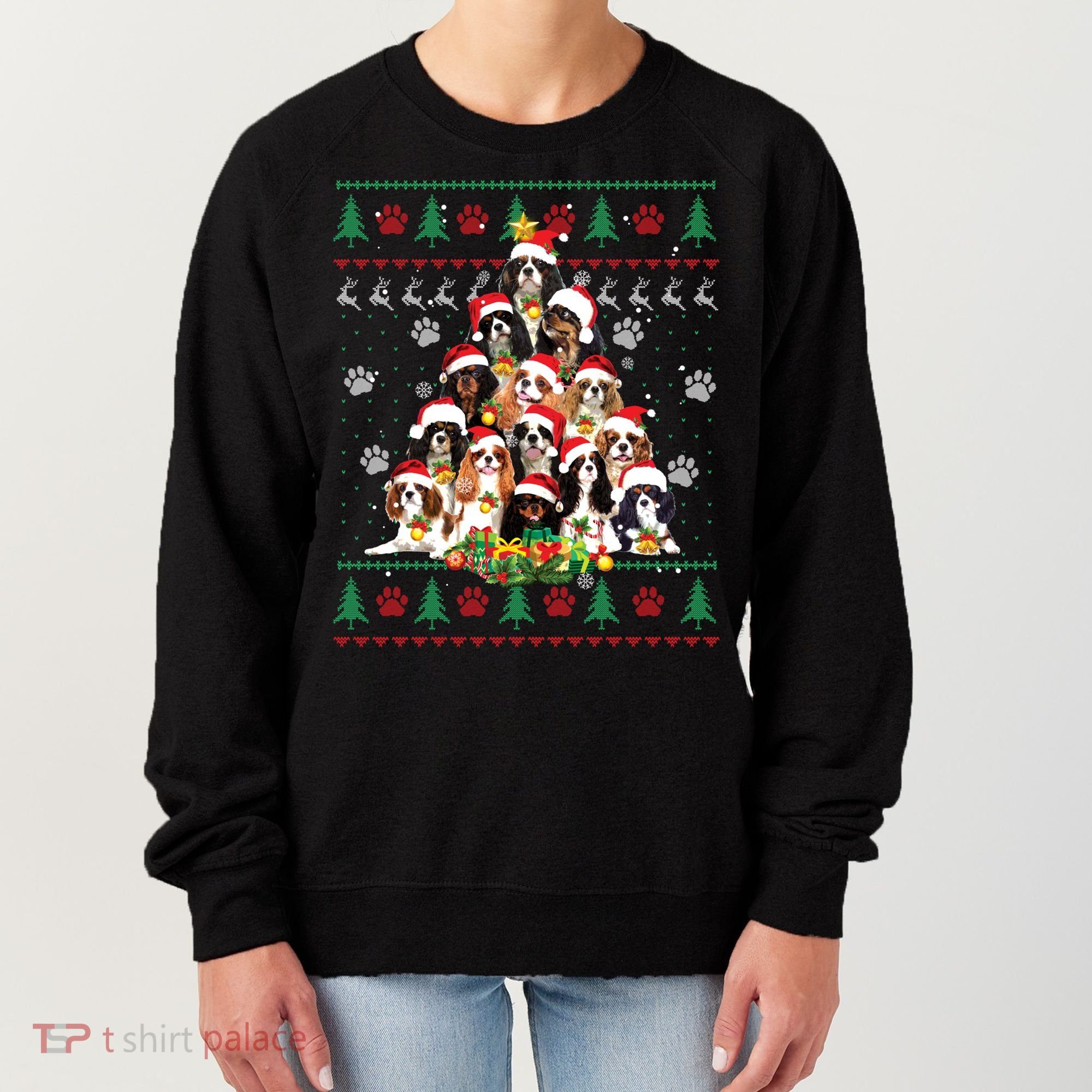 Cavalier King Charles Spaniel Christmas Tree Ugly Sweater Cool Gift Women's Sweatshirt