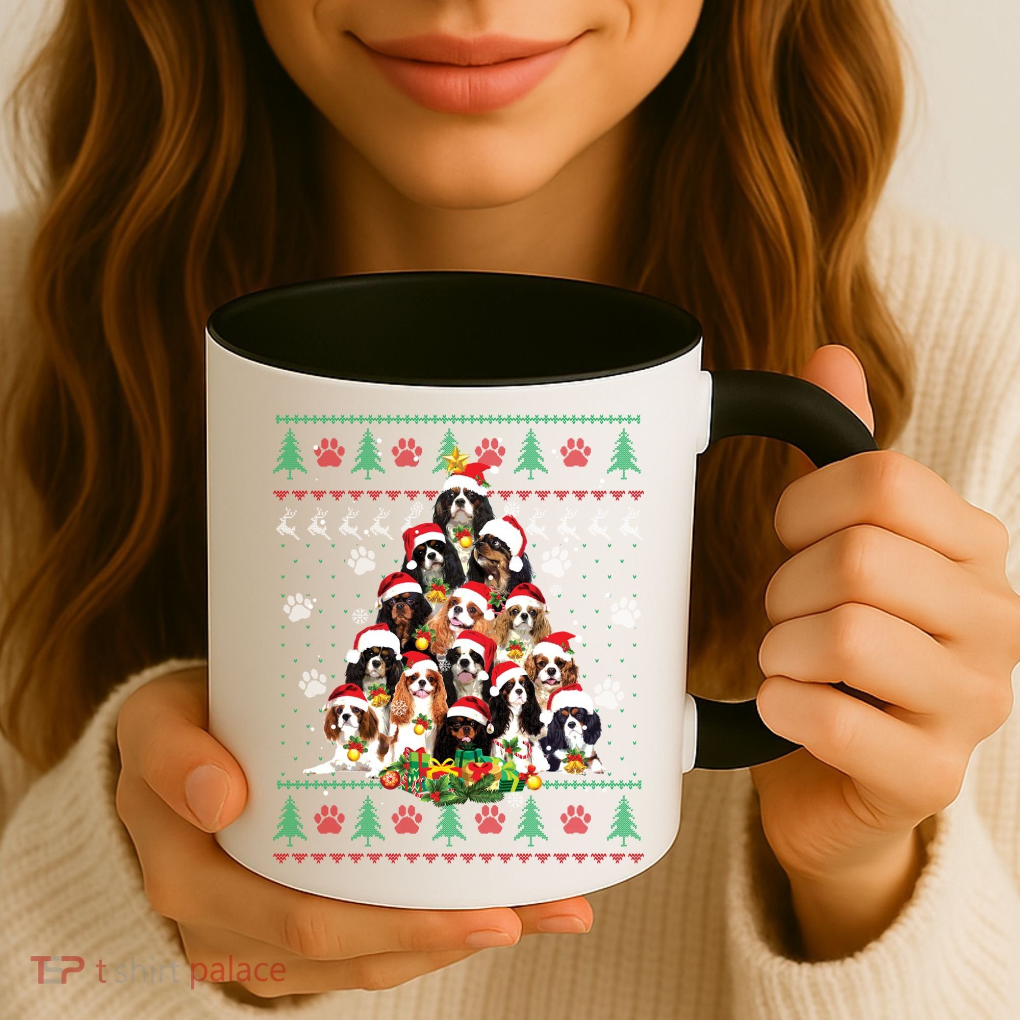 Cavalier King Charles Spaniel Christmas Tree Ugly Sweater Cool Gift Coffee Mug