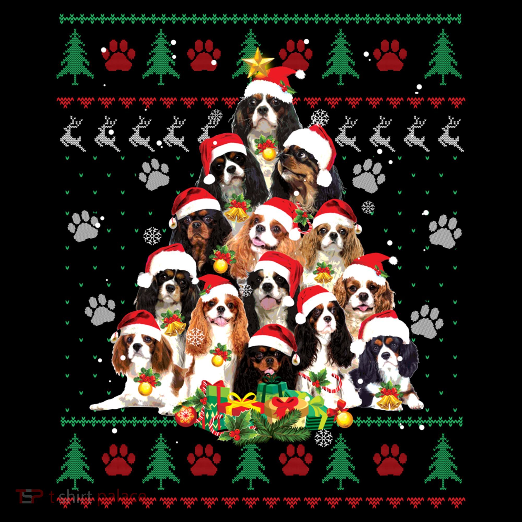 Cavalier King Charles Spaniel Christmas Tree Ugly Sweater Cool Gift Women's Hoodie