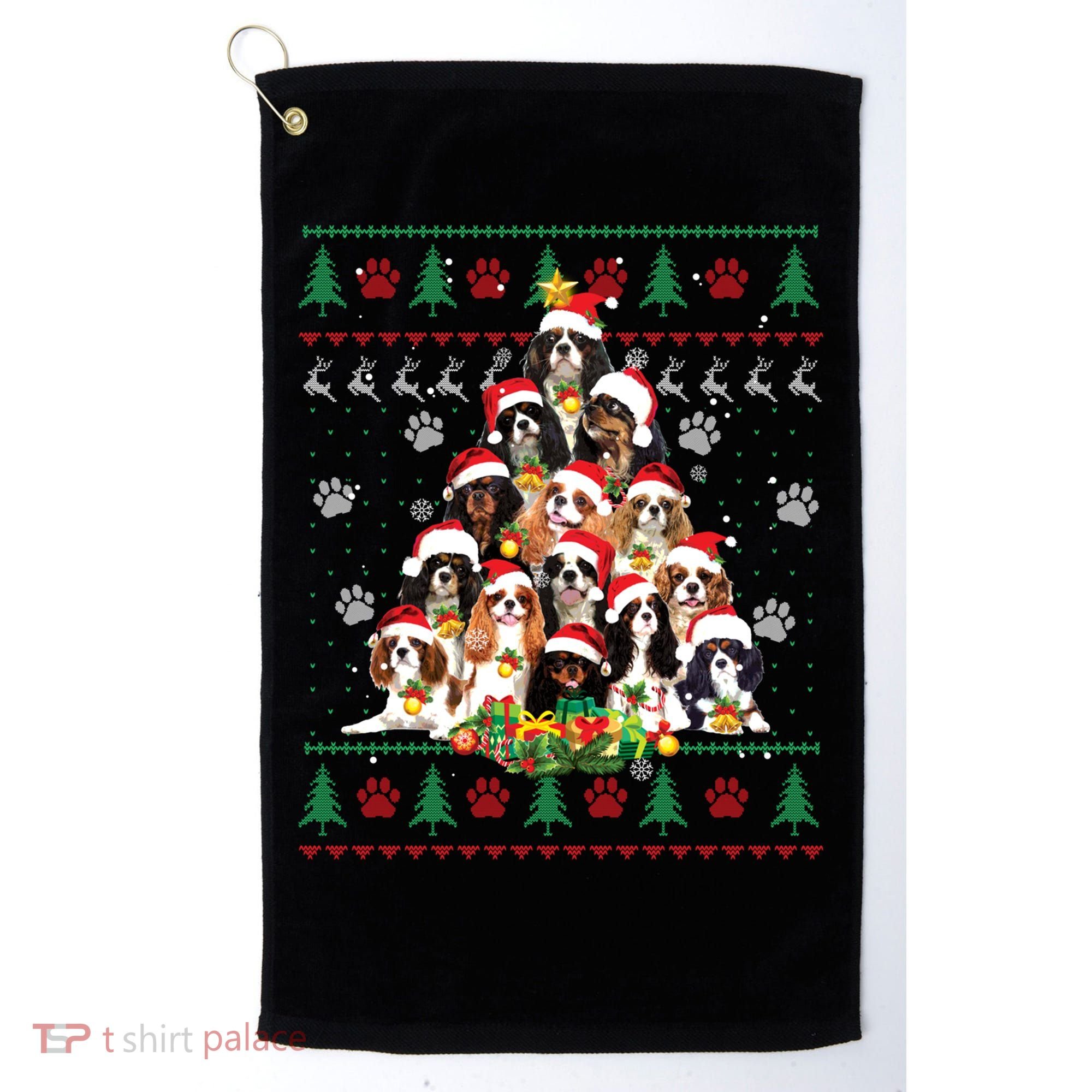 Cavalier King Charles Spaniel Christmas Tree Ugly Sweater Cool Gift Golf Towel