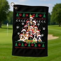Cavalier King Charles Spaniel Christmas Tree Ugly Sweater Cool Gift Golf Towel thumb 1
