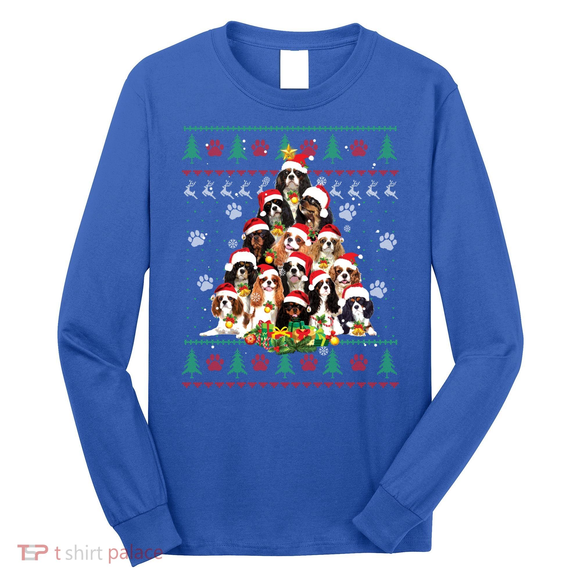 Cavalier King Charles Spaniel Christmas Tree Ugly Sweater Cool Gift Long Sleeve Shirt