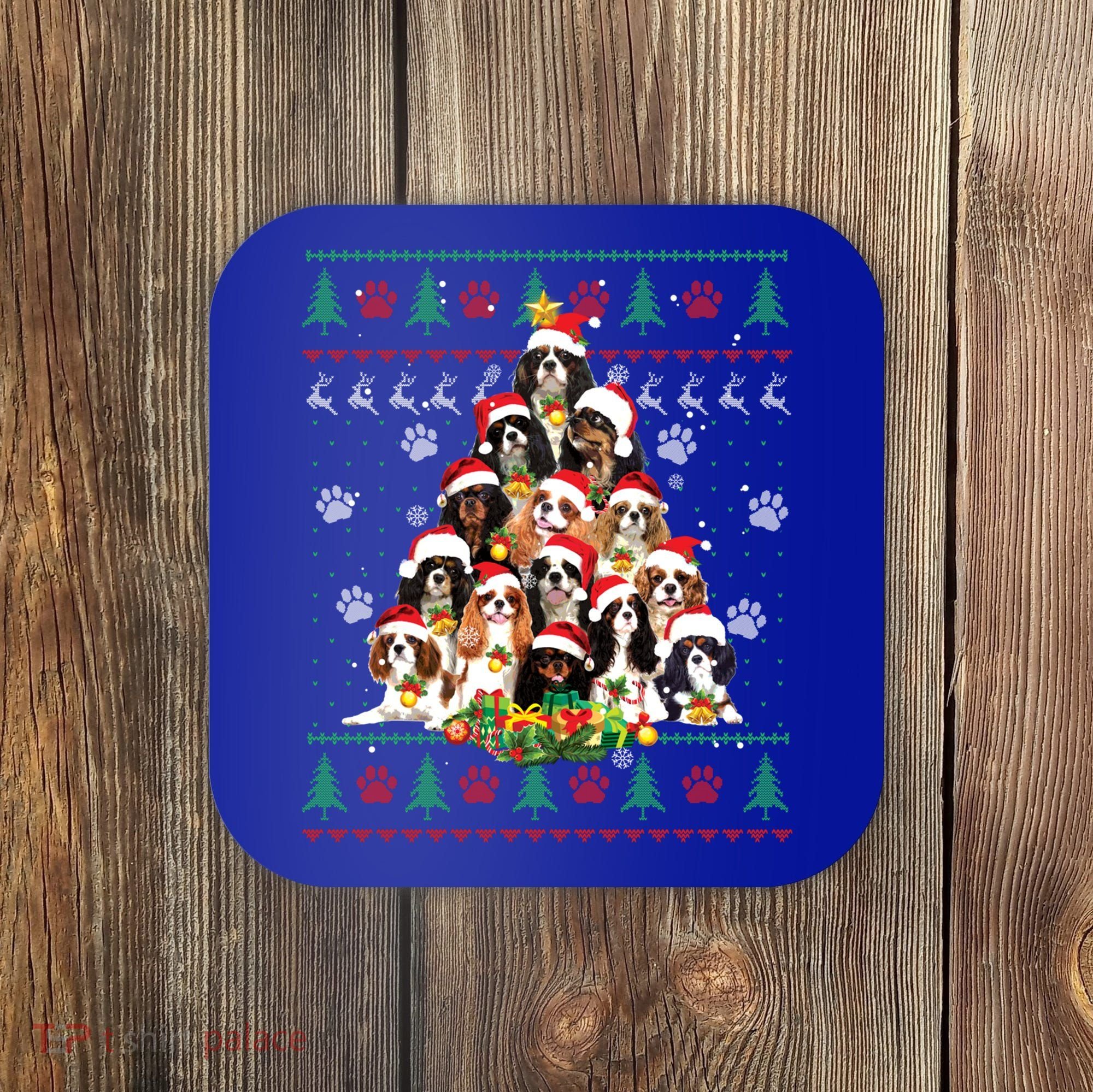 Cavalier King Charles Spaniel Christmas Tree Ugly Sweater Cool Gift Coaster