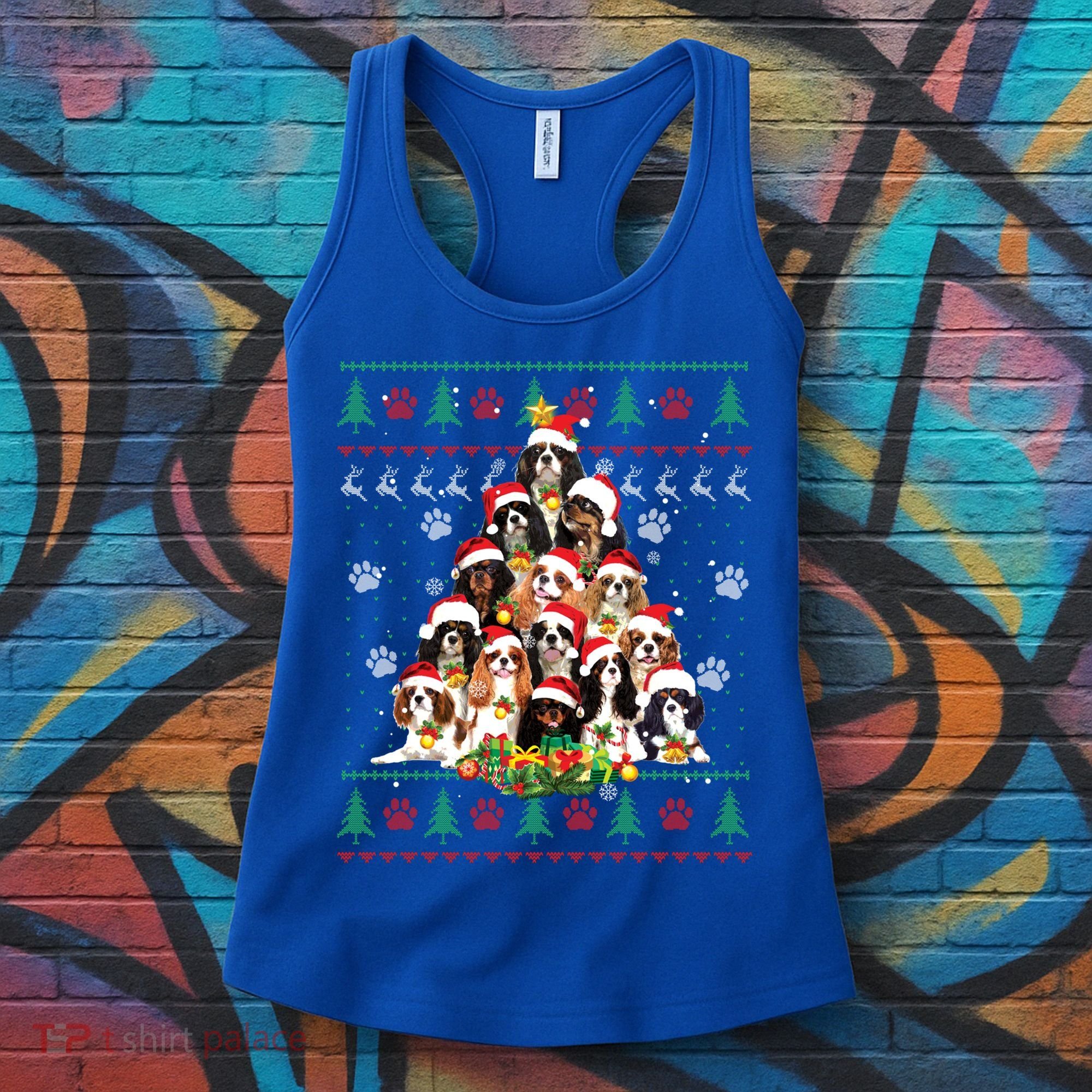 Cavalier King Charles Spaniel Christmas Tree Ugly Sweater Cool Gift Women's Tank Top