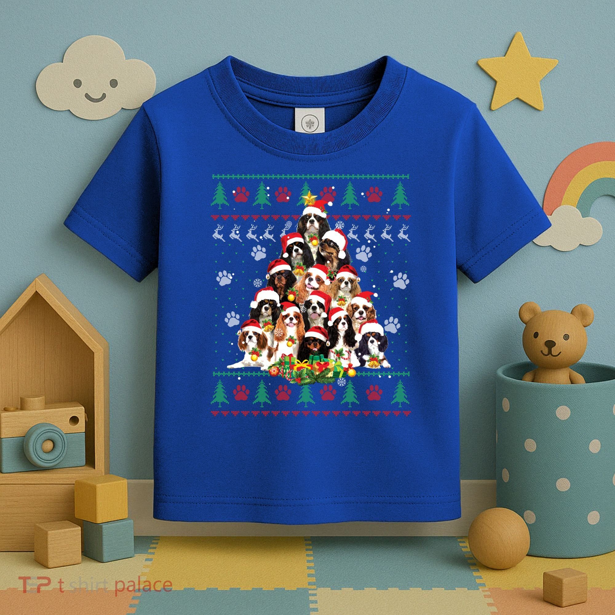 Cavalier King Charles Spaniel Christmas Tree Ugly Sweater Cool Gift Toddler T-Shirt