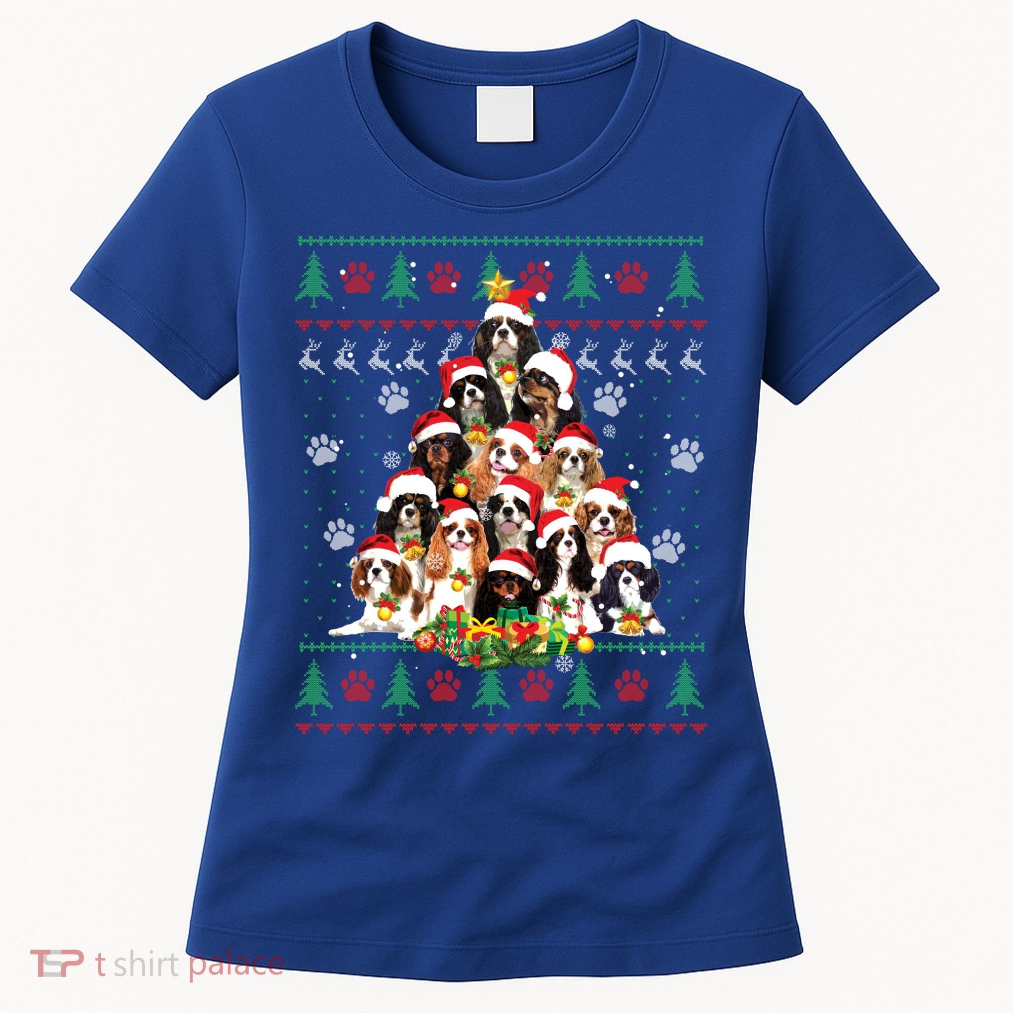 Cavalier King Charles Spaniel Christmas Tree Ugly Sweater Cool Gift Women's T-Shirt