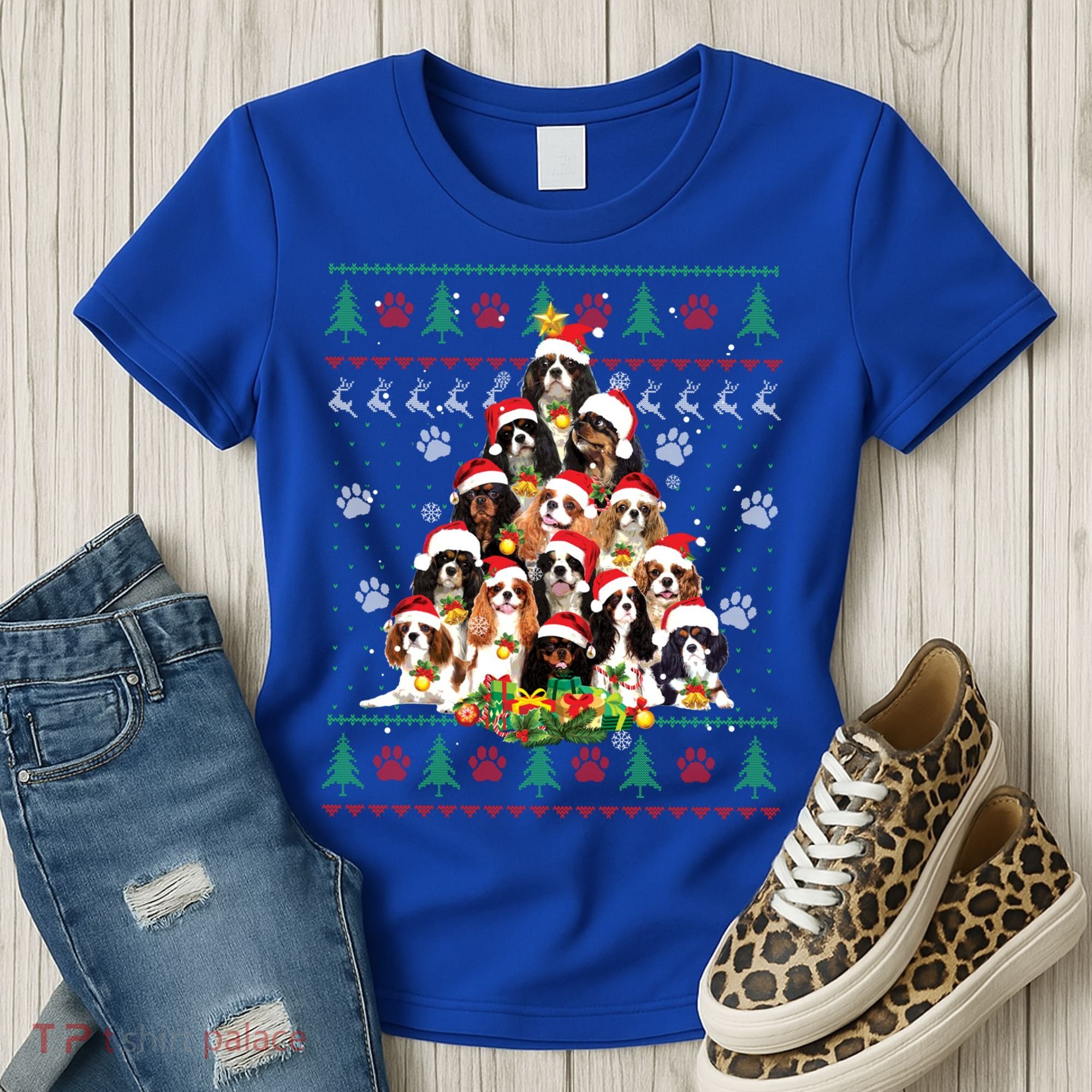 Cavalier King Charles Spaniel Christmas Tree Ugly Sweater Cool Gift Women's T-Shirt