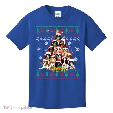 Cavalier King Charles Spaniel Christmas Tree Ugly Sweater Cool Gift Kids T-Shirt
