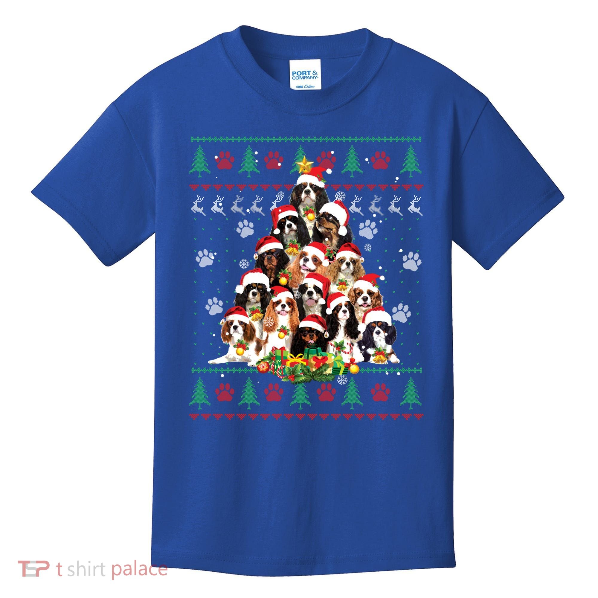 Cavalier King Charles Spaniel Christmas Tree Ugly Sweater Cool Gift Kids T-Shirt
