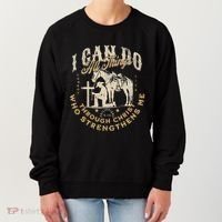 Cowboy Kneeling Cross Scripture Western Bible Verse Jesus Women's Sweatshirt thumb 0