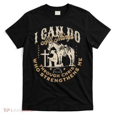 Cowboy Kneeling Cross Scripture Western Bible Verse Jesus T-Shirt