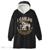 Cowboy Kneeling Cross Scripture Western Bible Verse Jesus Hooded Wearable Blanket thumb 0