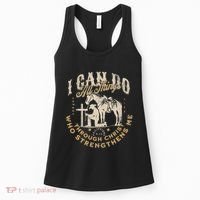 Cowboy Kneeling Cross Scripture Western Bible Verse Jesus Women's Tank Top thumb 0