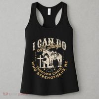 Cowboy Kneeling Cross Scripture Western Bible Verse Jesus Women's Tank Top thumb 3