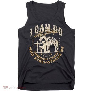 Cowboy Kneeling Cross Scripture Western Bible Verse Jesus Tank Top